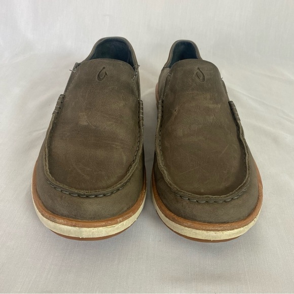 Olukai Kalia Men's Slip On Loafer Size 8 Brown Leather Drop In Heel - Picture 4 of 10